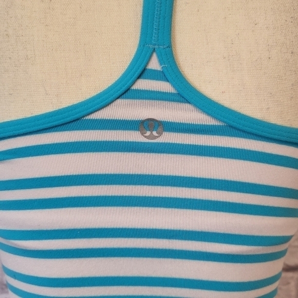 Lululemon Power Y Tank Twin Stripe Spry blue racerback tank top women's size 4 - Picture 9 of 9